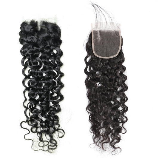 Water Wave 100% Human Hair 4x4 Lace Closure Natural Black