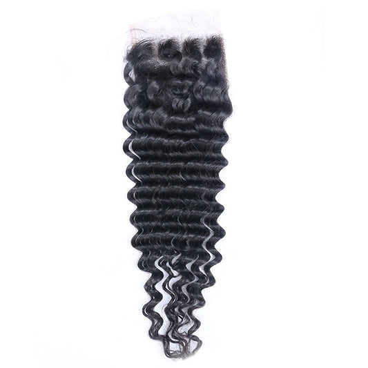 Deep Wave Remy Human Hair 4x4 Lace Closure Natural Black