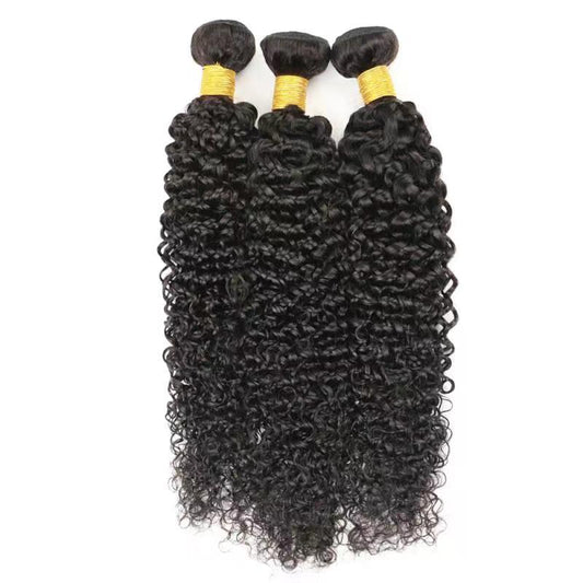 Kinky Curly 100% Human Hair 3 Bundles With 13x4 Lace Frontal Natural Black