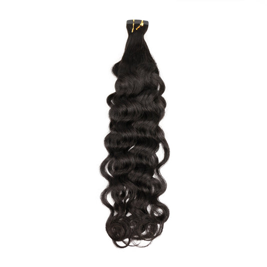 Nature Virgin Human Hair Italian Curl Tape In Hair Extension