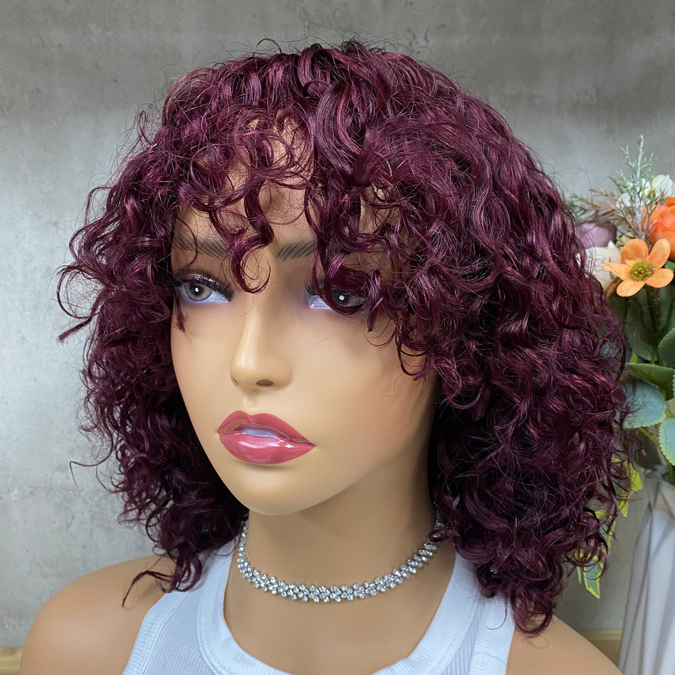 Special Color Virgin Hair Water Wave Bob Wig