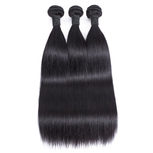 Straight Remy Human Hair 3 Bundles Natural Black