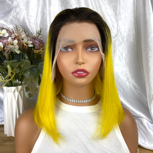 Special Remy Human Color Hair Nature/Yellow Bob Wig