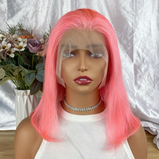 Special Remy Human Color Hair Pink Bob Wig