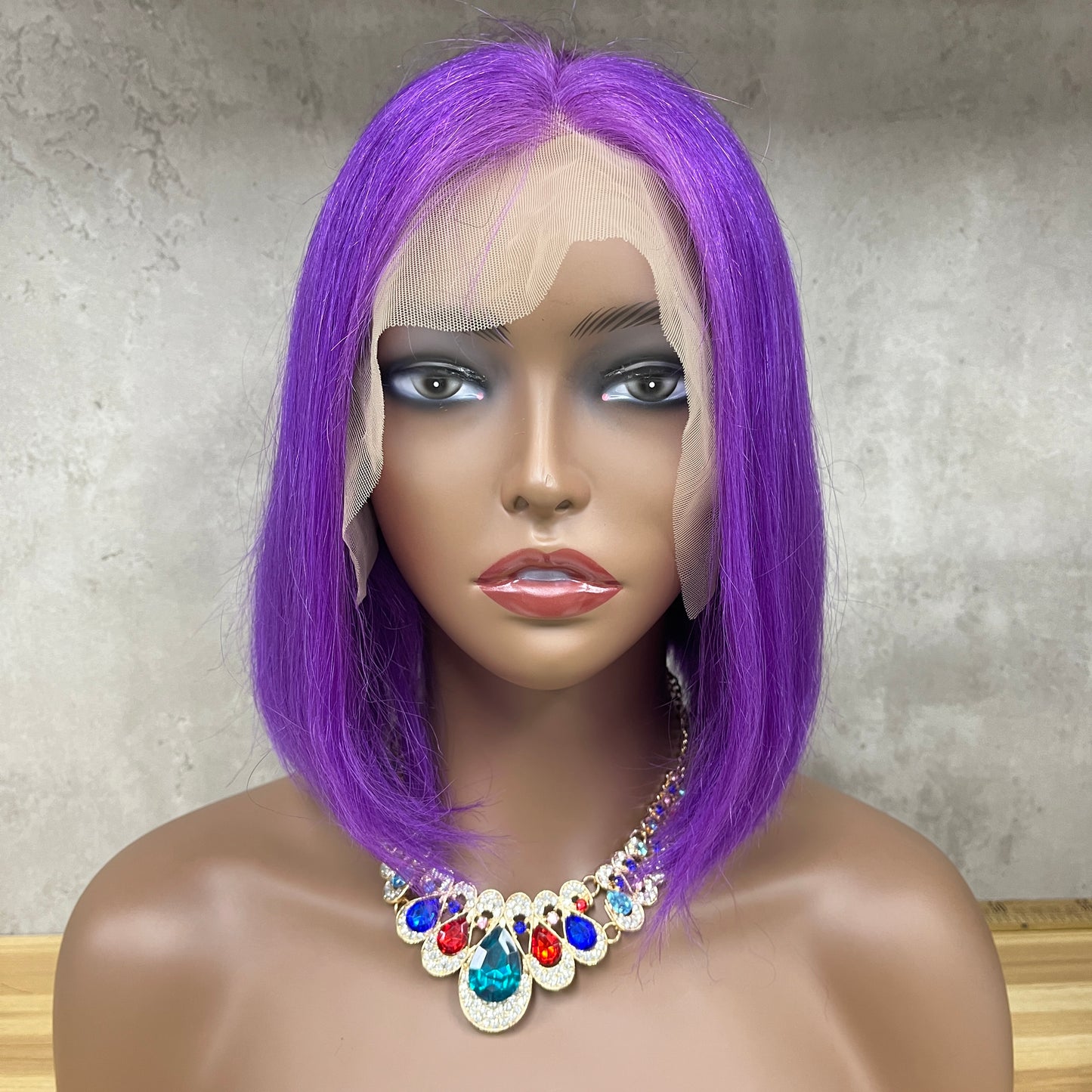 Purple 13x4 Lace Bob Wigs Human Virgin Straight Hair With 7 Working Days Customize