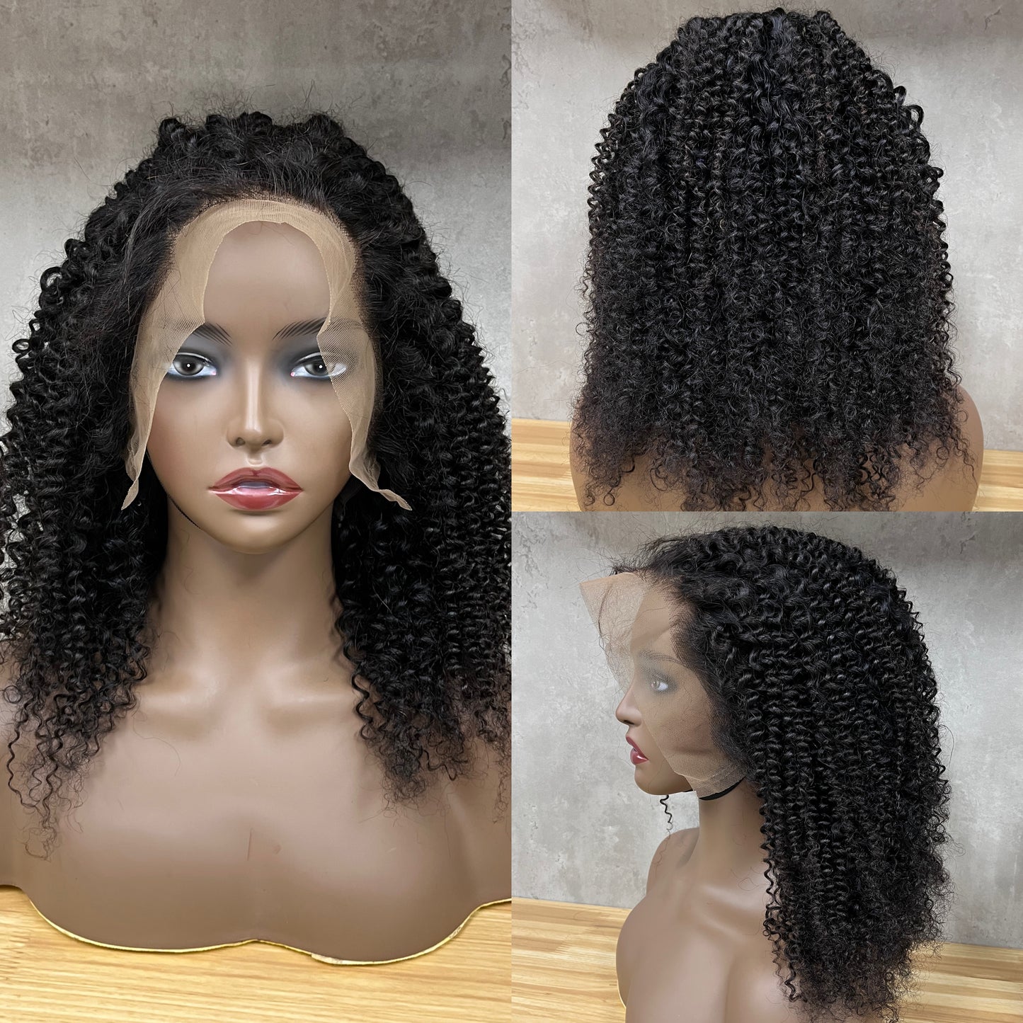 Nature 13x4 Lace Remy Human Hair Kinky Curly Frontal Wigs