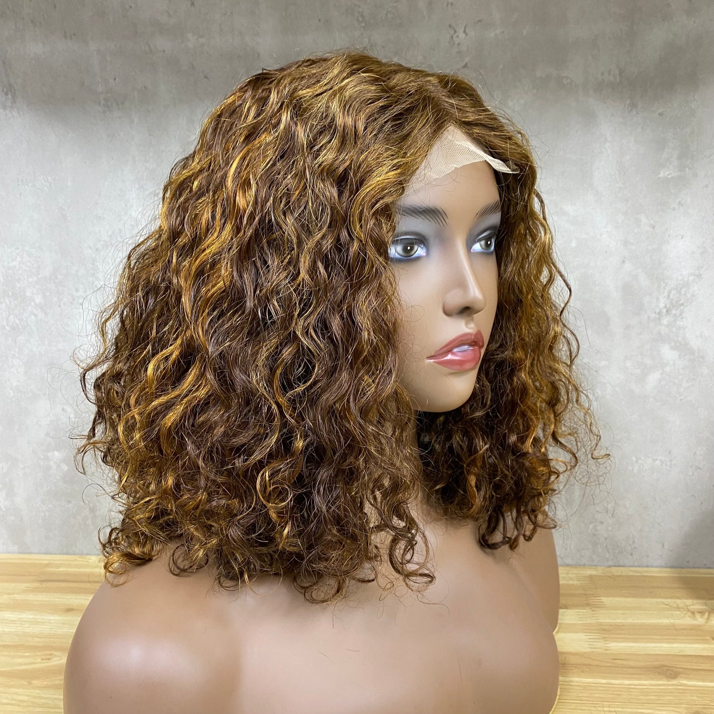 High Light Piano Remy Human Hair Water Wave Closure Wig