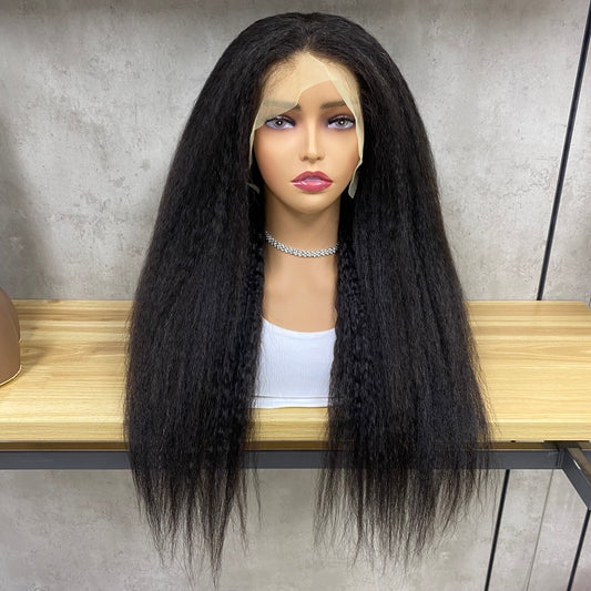 High Density 13x4 Lace Yaki Straight Wigs Remy Human Hair