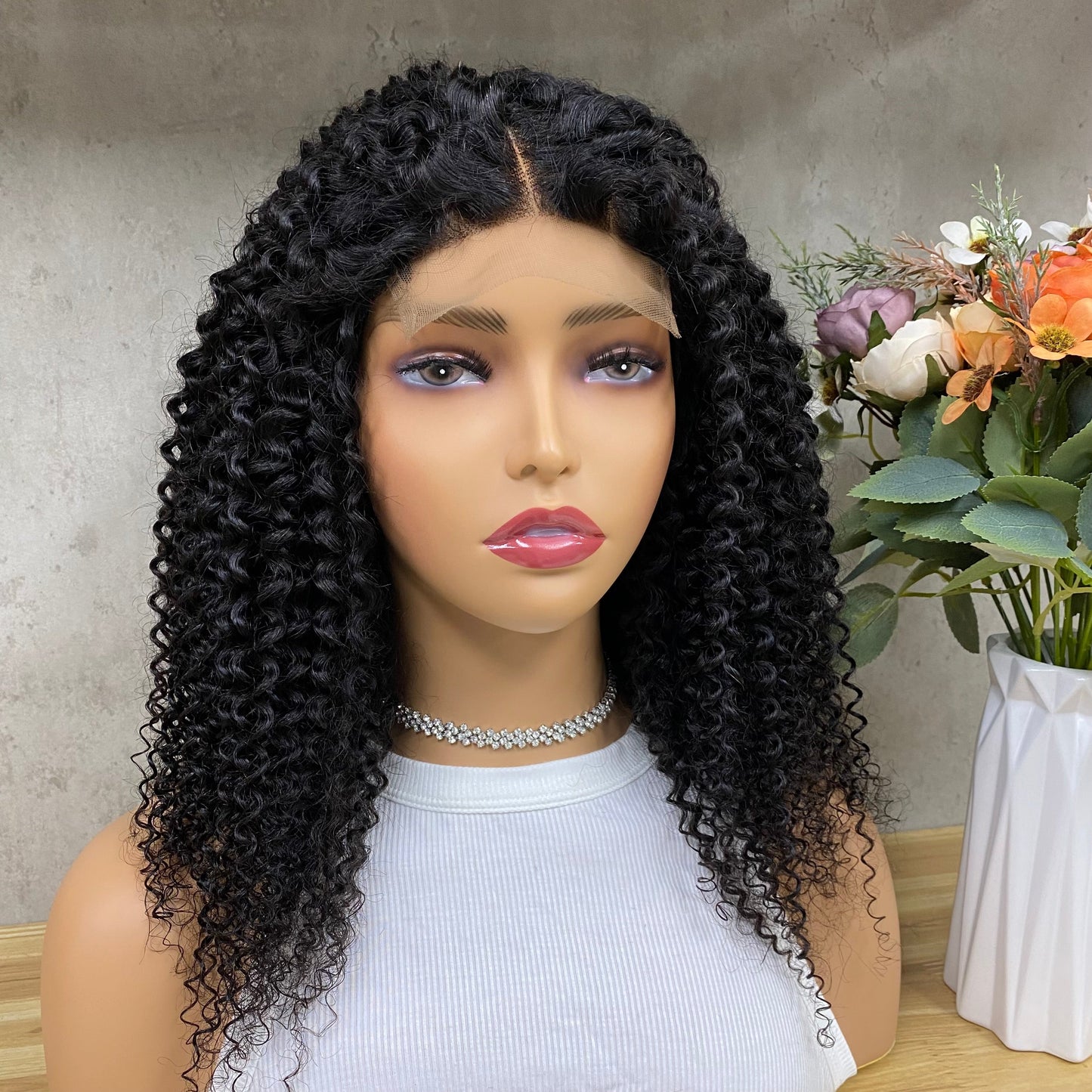 Nature 4x4 Lace Remy Human Hair Afro Curly Wigs