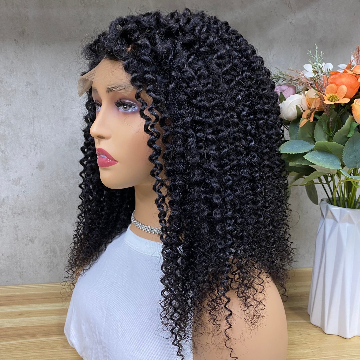 Nature 4x4 Lace Remy Human Hair Afro Curly Wigs