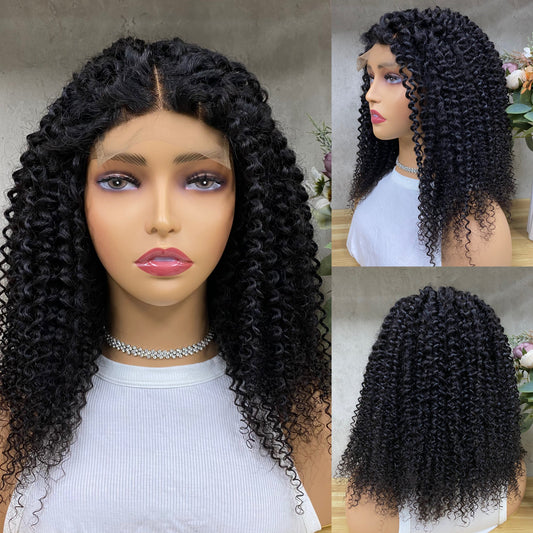 Nature 4x4 Lace Remy Human Hair Afro Curly Wigs