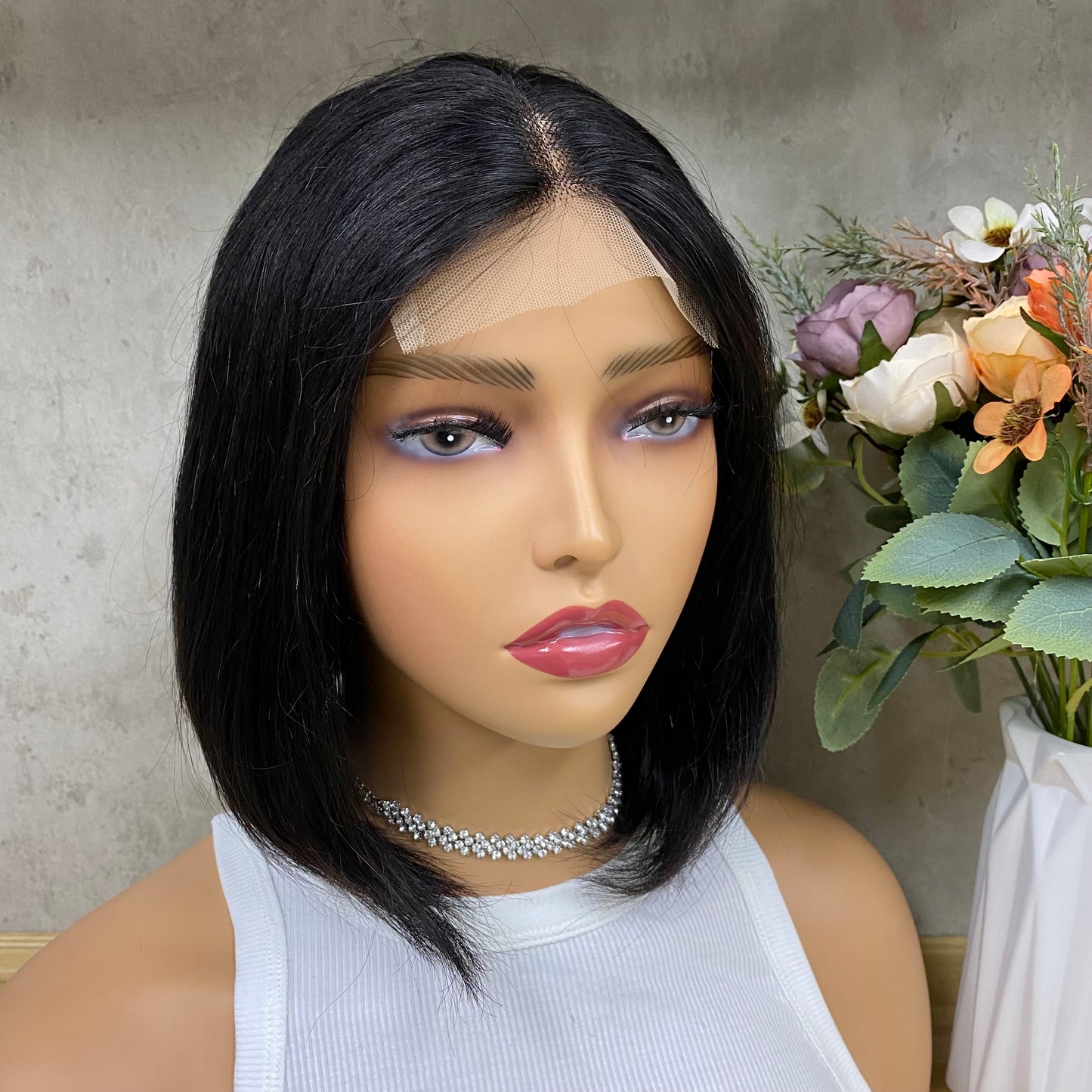 Nature T-Part Closure Remy Human Hair Straight Hair Bob Wigs