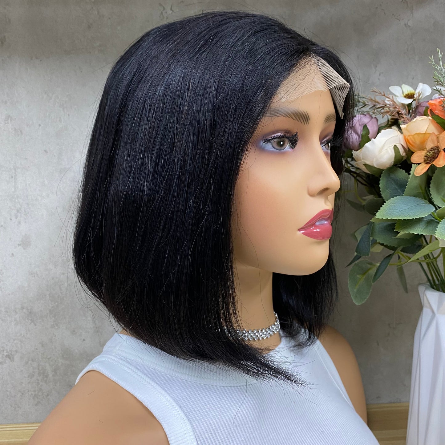 Nature T-Part Closure Remy Human Hair Straight Hair Bob Wigs