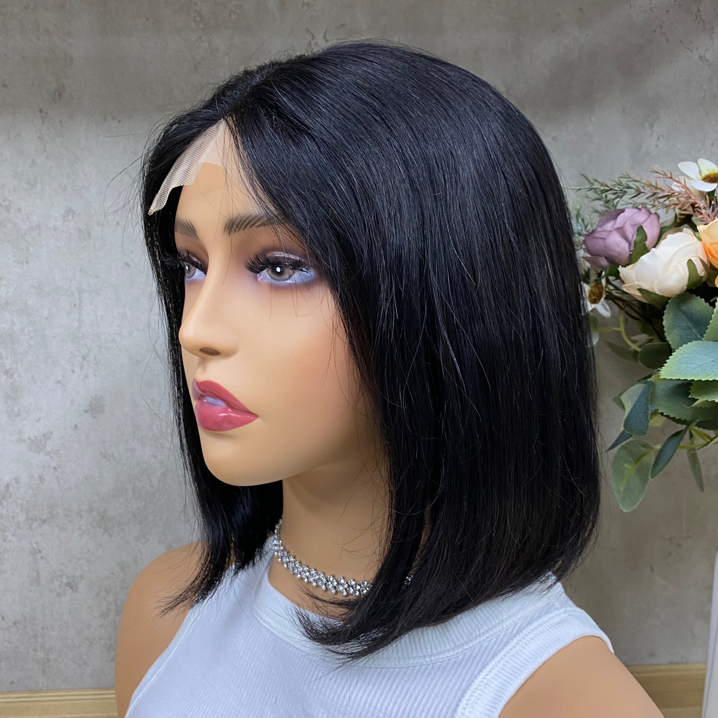 Nature T-Part Closure Remy Human Hair Straight Hair Bob Wigs