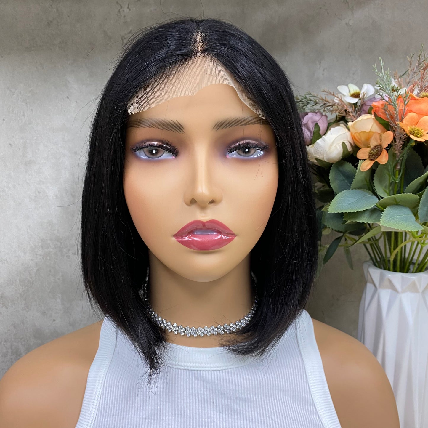 Nature T-Part Closure Remy Human Hair Straight Hair Bob Wigs