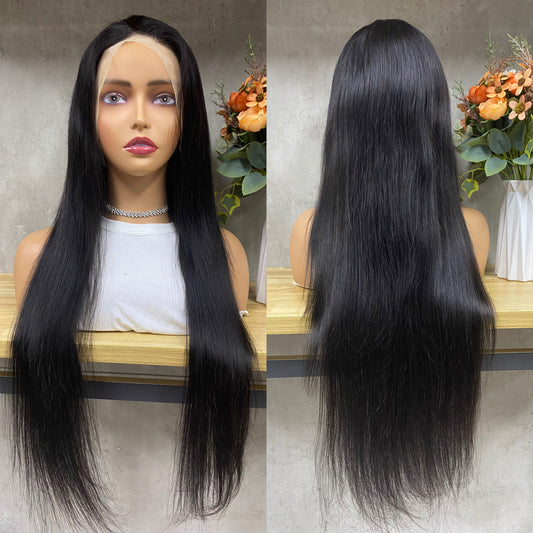 Nature 13x4 Lace Frontal Remy Human Hair Straight Long Hair Wigs