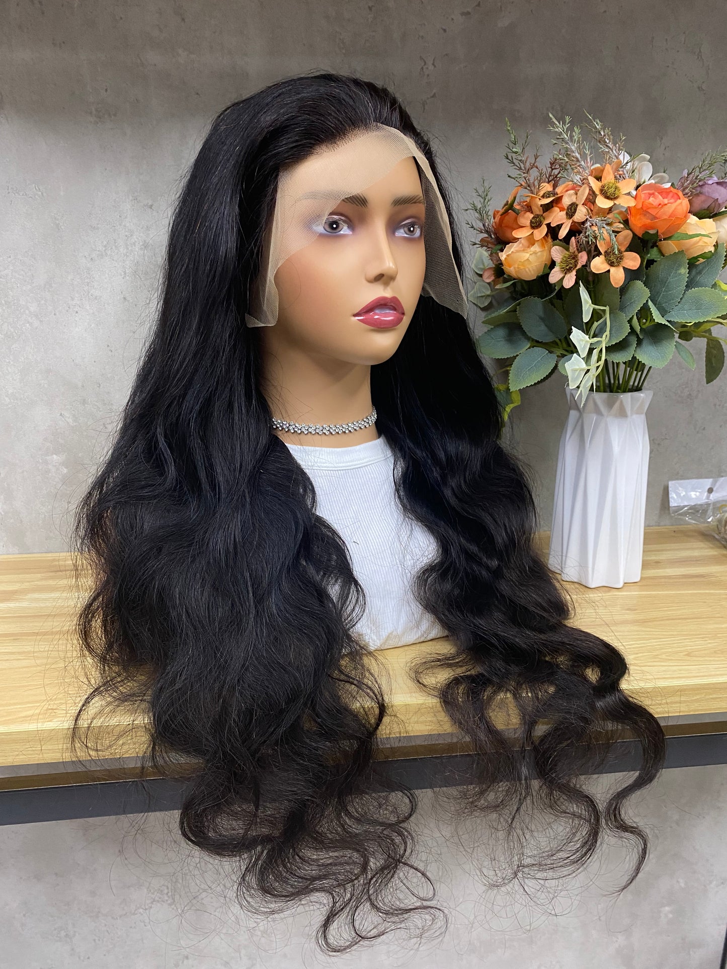 Nature 13x4 Lace Frontal Remy Human Hair Body Wave Long Hair Wigs