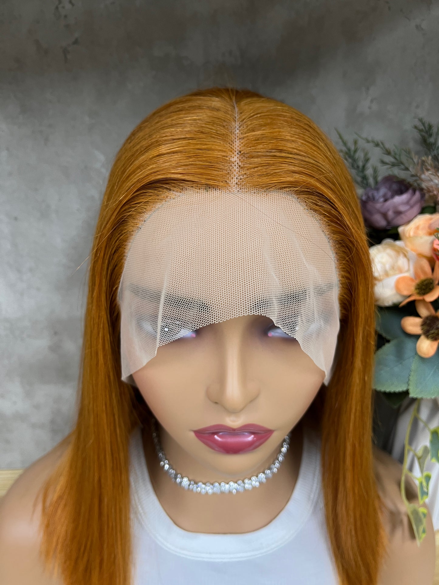 Special Orange T-Part Frontal Remy Human Hair Straight Hair Bob Wigs