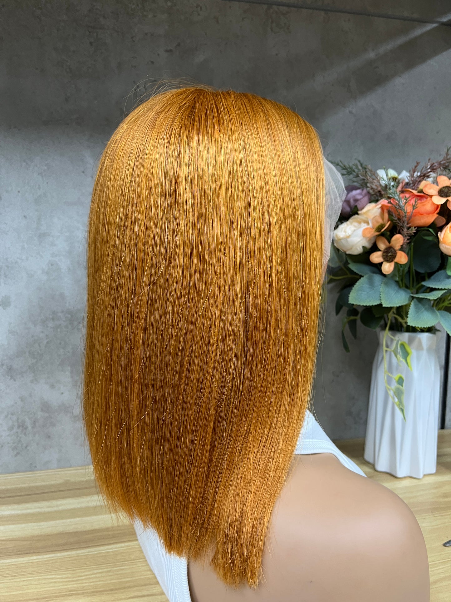 Special Orange T-Part Frontal Remy Human Hair Straight Hair Bob Wigs