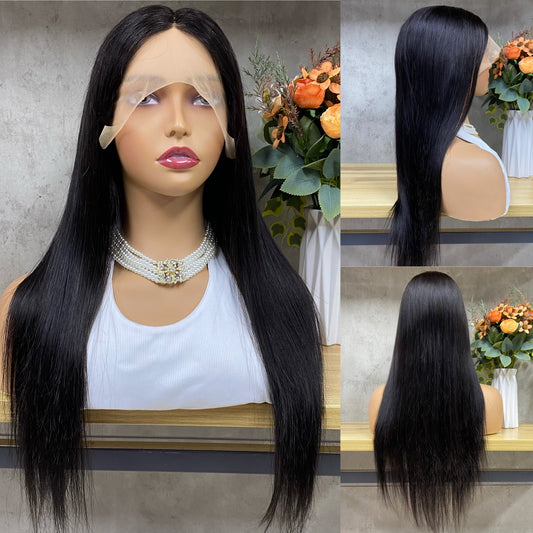 Nature Black Straight 13x4 T-Part Lace Frontal Remy Human Hair Wig