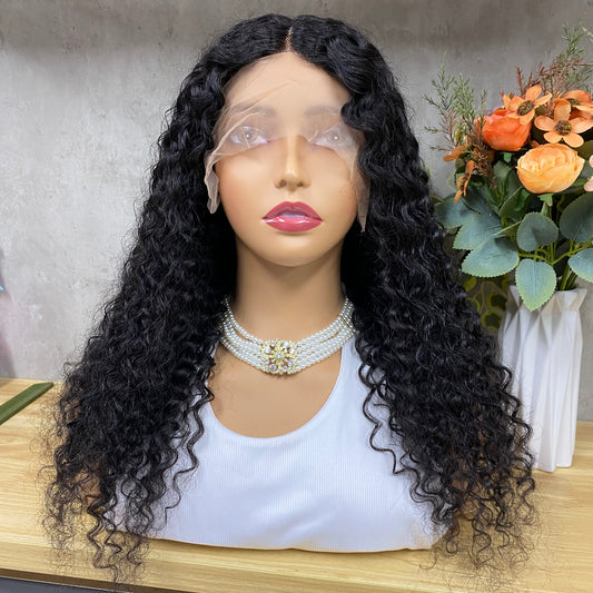 Nature Black Kinky Curly 13x4 T-Part Lace Frontal Remy Human Hair Wig