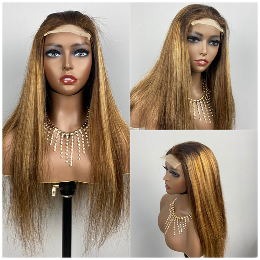 High Light Piano 4x4 Lace Remy Human Hair Straight Wigs