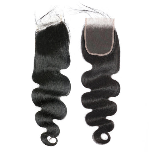 Body Wave Remy Human Hair 4x4 Lace Closure Natural Black