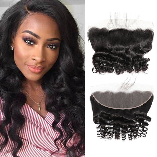 Loose Wave 100% Human Hair 13x4 Lace Frontal Natural Black